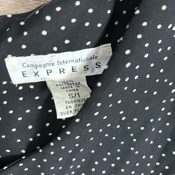 Vintage 90s Express Black Polka Dot Jump Suit- Size Small - Picture 5 of 6